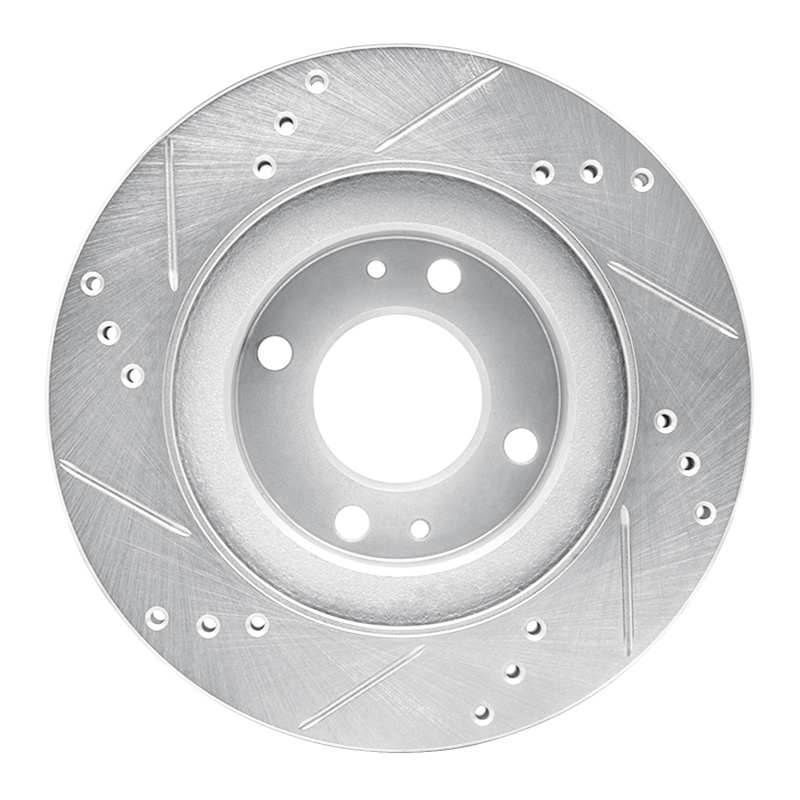 Mitsubishi I-MIEV Brake Rotor (1) - Front Right - R1 Concepts - Drilled & Slotted - Silver - `12-`17